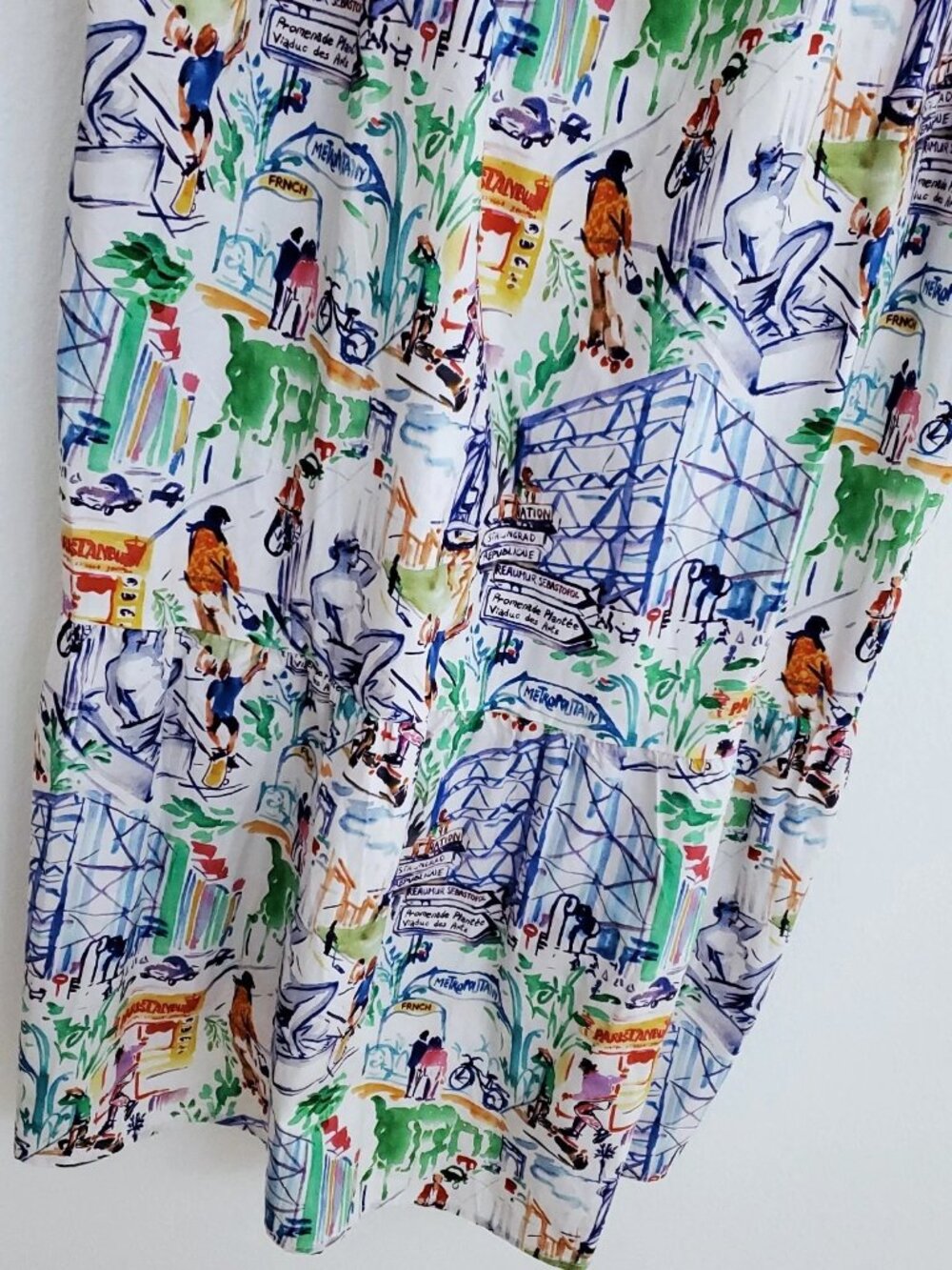 FRNCH Cylia Patterned Artsy Picnic Maxi Cotton Dress Size Medium - Picture 6 of 13